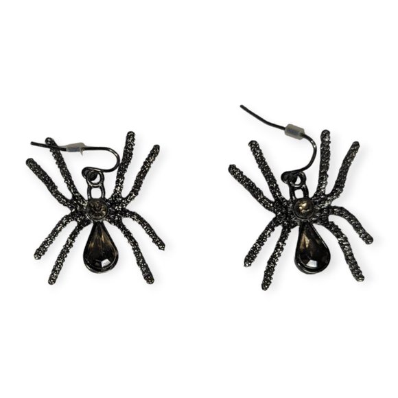 Silver Tone Spider Dangle Earrings - Picture 4 of 5